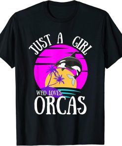 Just A Girl Who Loves Orcas Retro Vintage T-Shirt