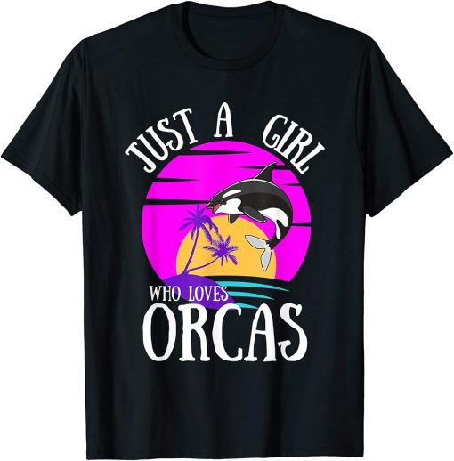 Just A Girl Who Loves Orcas Retro Vintage T-Shirt