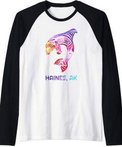 Haines Alaska Native American Orca Killer Whale Raglan Baseball Tee