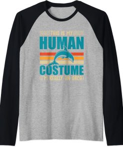 This is My Human Costume Orca Sea Mamal Lover Raglan Baseball Tee