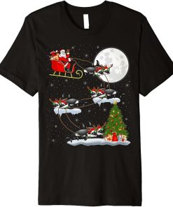 Funny Xmas Lighting Tree Santa Riding Orca Fish Christmas Premium T-Shirt