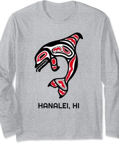 Hanalei HI Native Aboriginal Orca Killer Whales Long Sleeve T-Shirt